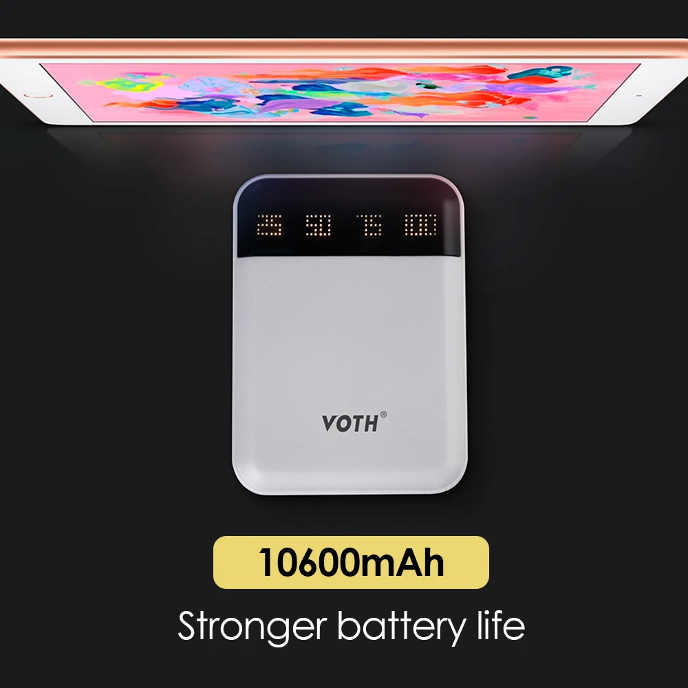 Voth 10000 мАч портативное зарядное устройство 2 USB lcd аккумулятор а внешний для