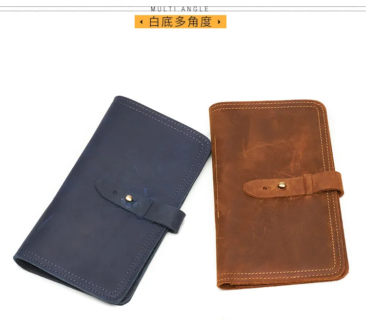 2019 New Men brown Wallets Genuine cow Leather Fashion blue Purse With Card Holder Vintage Long Wallet Clutch Wrist Bag khaki | Багаж и