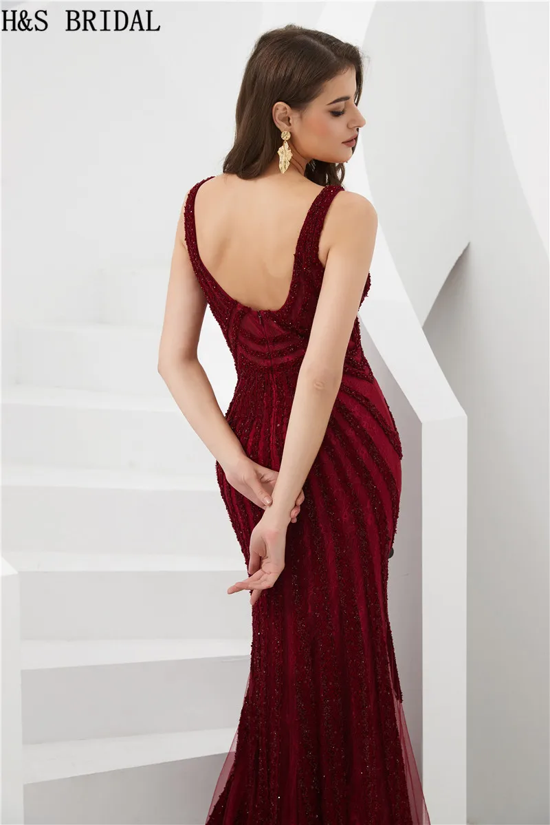 H&S Bridal Evening Dresses Burgundy Lace Long Women Formal Dress Arabic Luxury Sparkle Gown Robe De Soiree
H&S Bridal Evening Dresses Burgundy Lace Long Women Formal Dress Arabic Luxury Sparkle Gown Robe De Soiree
