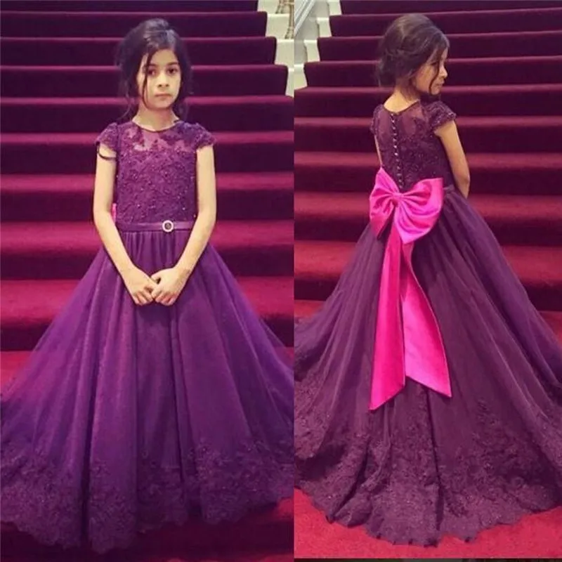 Flower Girl Dresseses Beaded Floor Length Organza Lovely Purple Long Girls Pageant Dress Bow Appliques vestido longo
Flower Girl Dresseses Beaded Floor Length Organza Lovely Purple Long Girls Pageant Dress Bow Appliques vestido longo