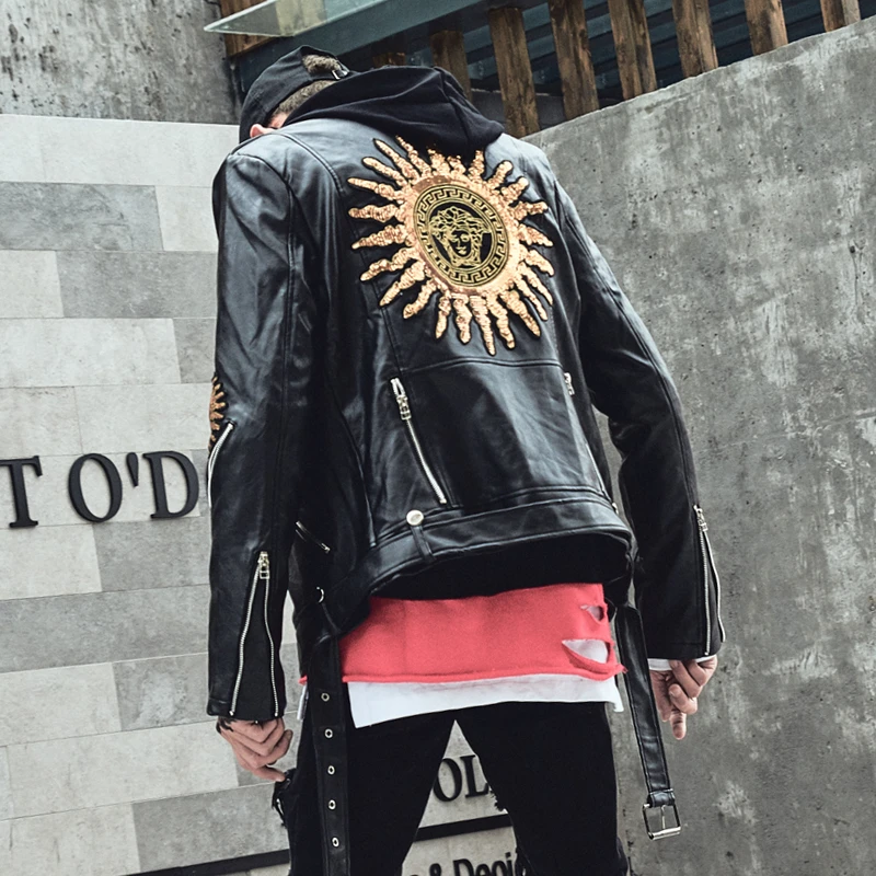 Autumn Winter Punk leather jacket men Black color Bomber coat Slim fit Zippers Korean cool
Autumn Winter Punk leather jacket men Black color Bomber coat Slim fit Zippers Korean cool