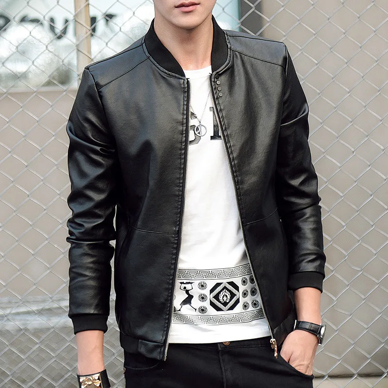 Autumn Winter Men's Leather Coat Korean Slim Fit Leather Baseball Collar Fashion Casual Outwear For Man PU Jacket Black
Autumn Winter Men's Leather Coat Korean Slim Fit Leather Baseball Collar Fashion Casual Outwear For Man PU Jacket Black