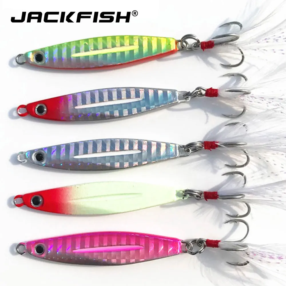 JACKFISH Metal Fishing Lure 10g/17g/21g lead Spinners Spoon Jig Hard Bait Wobbler Saltwater lures Laser Body Sinking bait
JACKFISH Metal Fishing Lure 10g/17g/21g lead Spinners Spoon Jig Hard Bait Wobbler Saltwater lures Laser Body Sinking bait