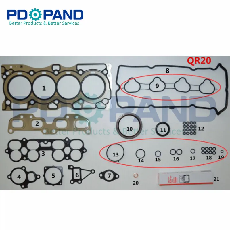 QR20 QR20DE Engine Overhaul Rebuilding Gasket Kit A0101-8H725 for Nissan X-TRAIL T30 Primera P12E Teana J31 2.0 1998cc
QR20 QR20DE Engine Overhaul Rebuilding Gasket Kit A0101-8H725 for Nissan X-TRAIL T30 Primera P12E Teana J31 2.0 1998cc