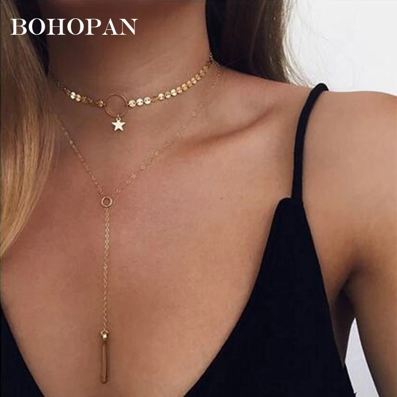 Chic Gold Silver Multilayer Star Tassels Necklaces Women Round Geometry Extension Chain Choker Cuboid Pendants Necklace Jewelry
Chic Gold Silver Multilayer Star Tassels Necklaces Women Round Geometry Extension Chain Choker Cuboid Pendants Necklace Jewelry