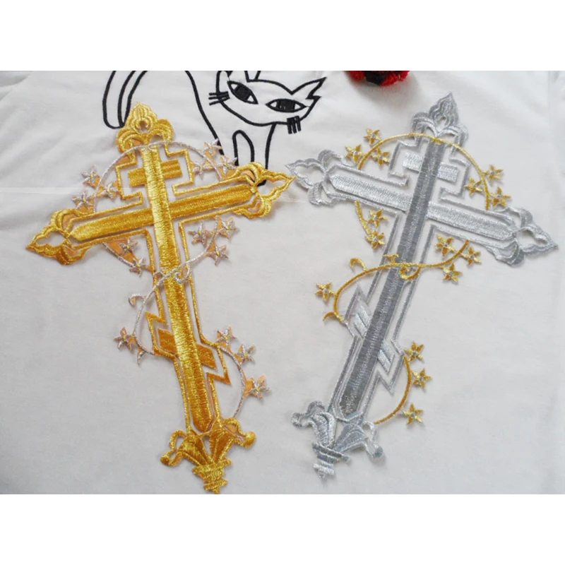 Big Christianity cross patches Embroidered Iron On gold silver Patch Cloth paste for clothes bag DIY 10 pcs/lot
Big Christianity cross patches Embroidered Iron On gold silver Patch Cloth paste for clothes bag DIY 10 pcs/lot