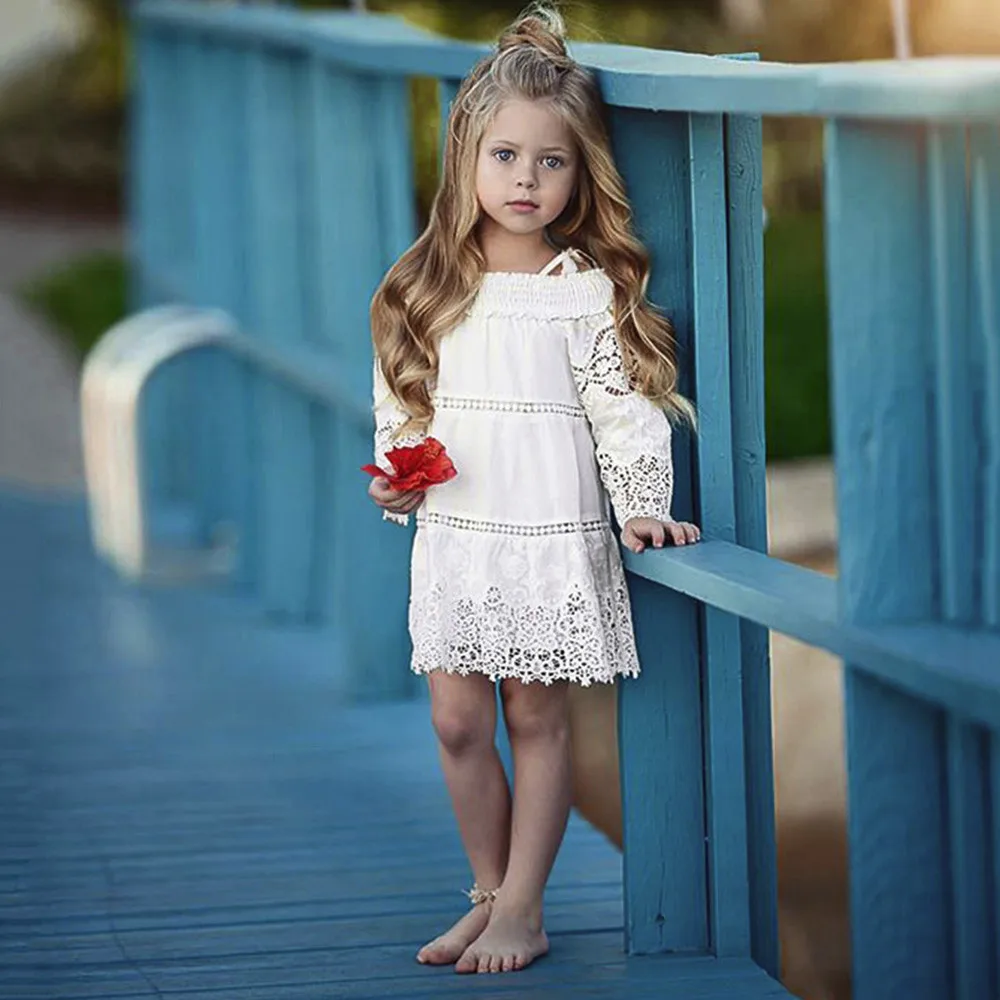 Кружевное платье с цветочным рисунком для маленьких девочек повседневные платья