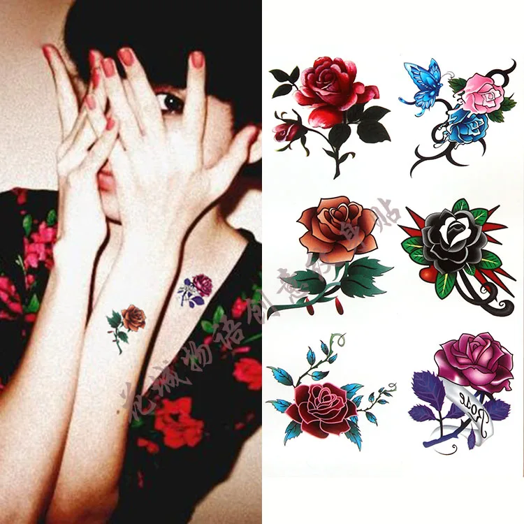 Hot Colorful beautiful rose flower Body Art Waterproof fake tattoo lovely For Woman Flash TemporaryTattoo Stickers 10*20CM KD211
Hot Colorful beautiful rose flower Body Art Waterproof fake tattoo lovely For Woman Flash TemporaryTattoo Stickers 10*20CM KD211