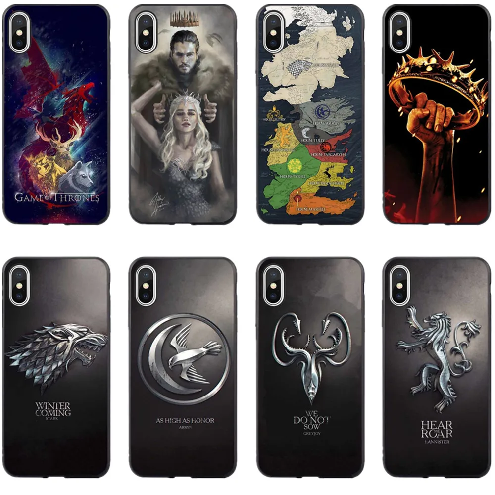 Game Of Throne Jon Snow Daenerys Dragon Black silicone Phone Case Cover For iPhone 5 5s SE 6 6SPlus 7 7Plus 8 Plus X XS MAX XR | Мобильные