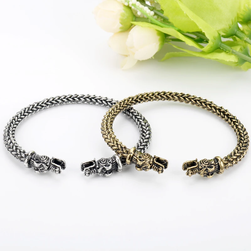 MQCHUN Fashion Double Dragon Bracelet Two-pointed Bangles Vikings Logo Women's Bracelets Jewelry For Women and Men-25 | Украшения и