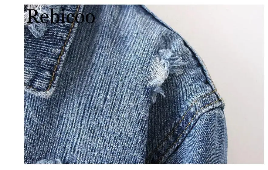 Rebicoo 2019 Denim Jackets Women Hole Boyfriend Style Long Sleeve Vintage Jean jacket Denim Loose Spring Autumn Denim Coat
Rebicoo 2019 Denim Jackets Women Hole Boyfriend Style Long Sleeve Vintage Jean jacket Denim Loose Spring Autumn Denim Coat