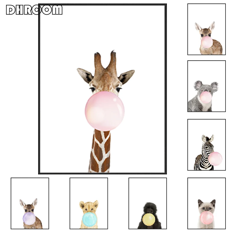 Nursery Wall Art Blowing Bubble Animal Canvas Painting Giraffe Posters and Prints Wall Picture Kids Room Decoration Poster Art
Nursery Wall Art Blowing Bubble Animal Canvas Painting Giraffe Posters and Prints Wall Picture Kids Room Decoration Poster Art