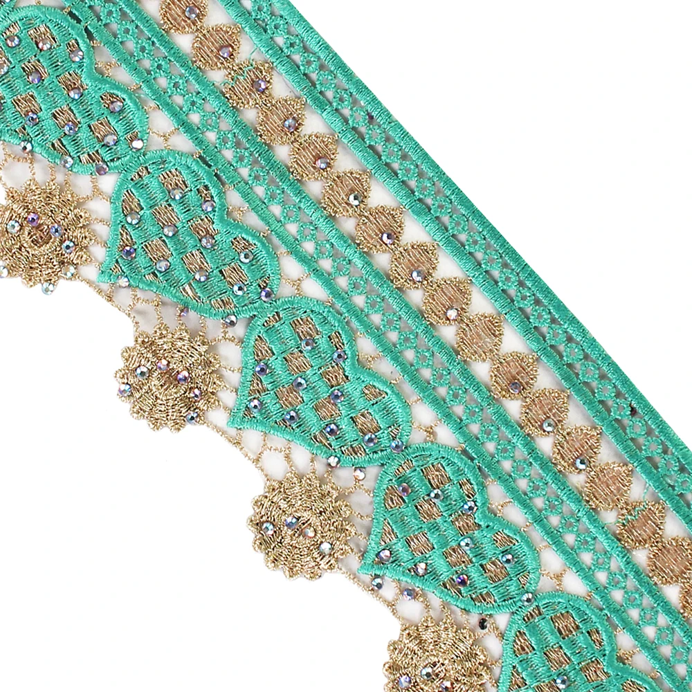 10yards Beaded Crystal Lace Trim Blue Gold Embroidery Applique Trimming African Cord Fabric Tape Scrapbooking Sewing T2744
10yards Beaded Crystal Lace Trim Blue Gold Embroidery Applique Trimming African Cord Fabric Tape Scrapbooking Sewing T2744