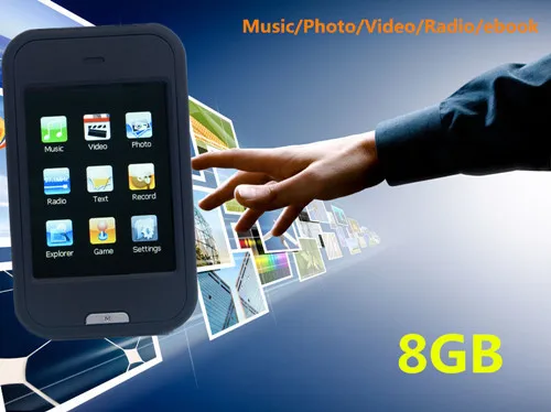 Qinkar 8 ГБ 2.4 дюймов резистивный Сенсорный экран MP3-плееры металлический корпус MP5 FM