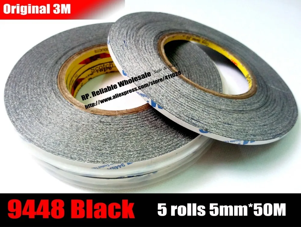 5 rolls (5mm*50M*0.15mm) 3M 9448AB Double Coated Adhesive Black Tape for Phone Tablet Touch Screen Mirror Fix, Foam, Logo Bond
5 rolls (5mm*50M*0.15mm) 3M 9448AB Double Coated Adhesive Black Tape for Phone Tablet Touch Screen Mirror Fix, Foam, Logo Bond
