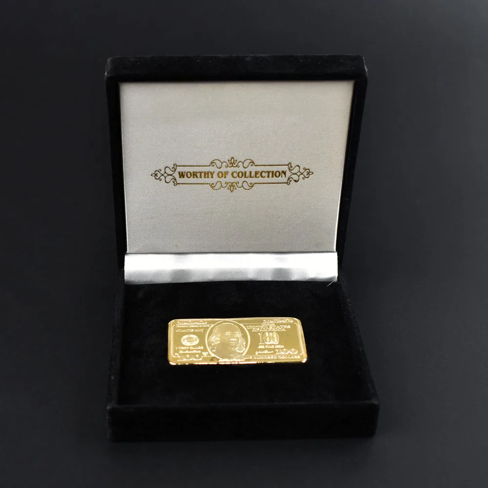 USD 100 доллар слитки 24k золотой бар Американская металлическая монета золотые