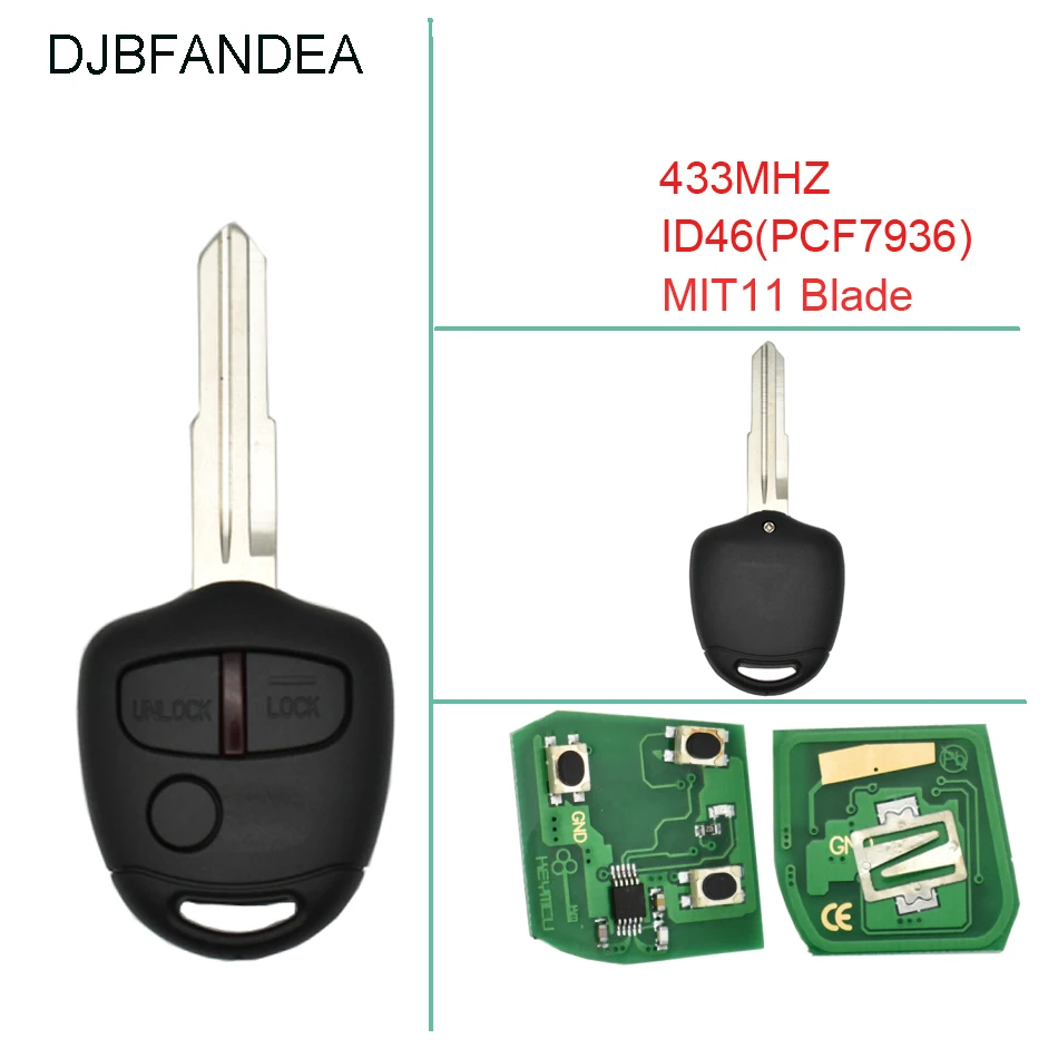 DJBFANDEA 3BT 433 МГц полный дистанционный ключ для Mitsubishi Lancer Outlander 2008 2009 2010 2011 2012