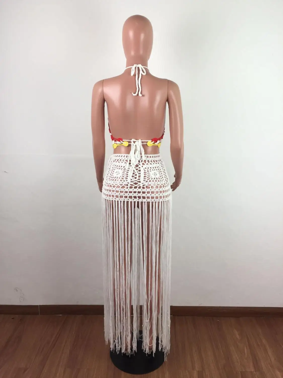 Solid Tassel Lace Up Crochet Crop Top Split White Dress Sexy Two Piece Set Women Backless Bandage 2 Piece Mathing Set Outfit
Solid Tassel Lace Up Crochet Crop Top Split White Dress Sexy Two Piece Set Women Backless Bandage 2 Piece Mathing Set Outfit