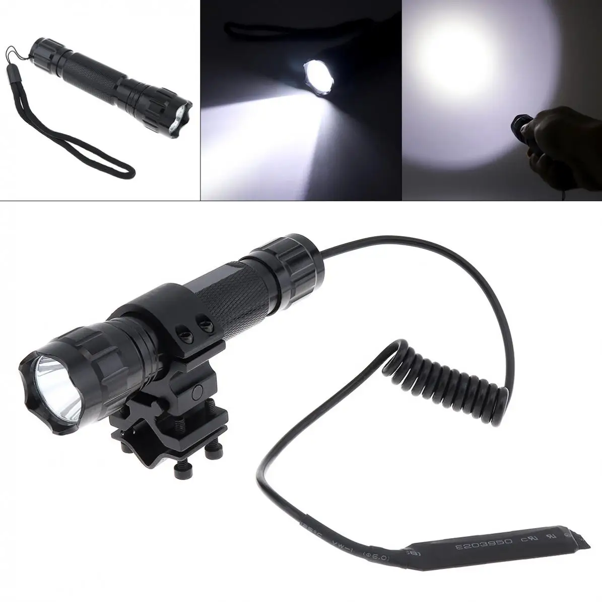 501B XM-L T6 LED 2000LM 5 Switch Modes Flashlight Suit with Mounting Clip and Pressure Switch for Drilling / Hunting / Camping
501B XM-L T6 LED 2000LM 5 Switch Modes Flashlight Suit with Mounting Clip and Pressure Switch for Drilling / Hunting / Camping