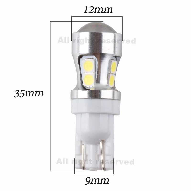 T10 Canbus OBC Error Free DRL Bulbs Interior Emitter LED 194 W5W Car lamps External Auto Lights 10-SMD 3030 Xenon White | Автомобили и