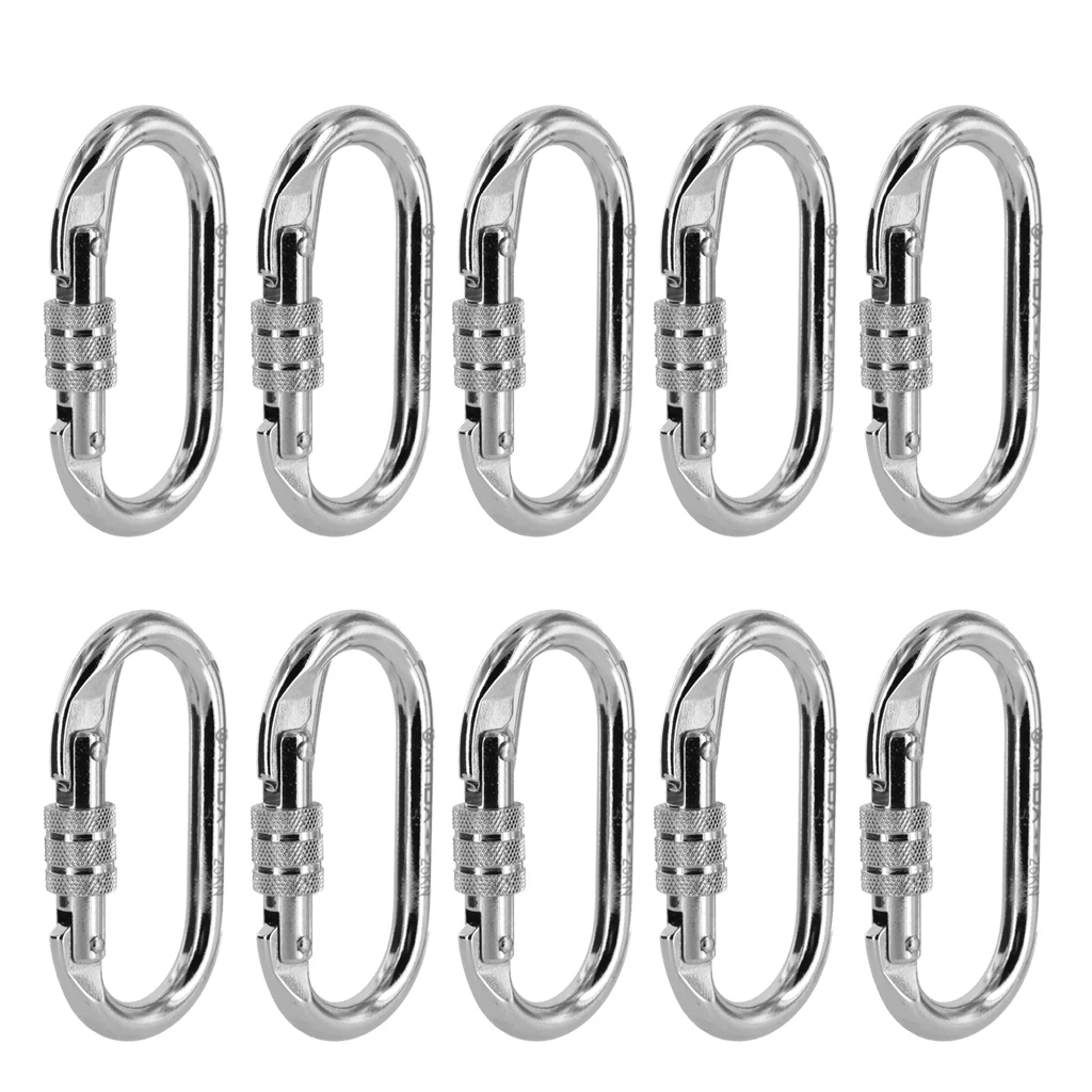 High Quality 25KN 10 Pcs Oval Steel Carabiners Screw Locking for Safety Rock Climbing Rescue Outdoor Camping Equipment Buckles
High Quality 25KN 10 Pcs Oval Steel Carabiners Screw Locking for Safety Rock Climbing Rescue Outdoor Camping Equipment Buckles