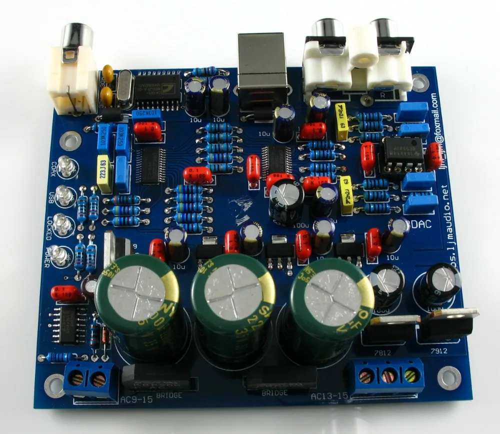 

CS8416 CS4398 DAC Decode board with USB Coaxial 24/192K decoder AC15V 32K-192K/24BIT Finished board