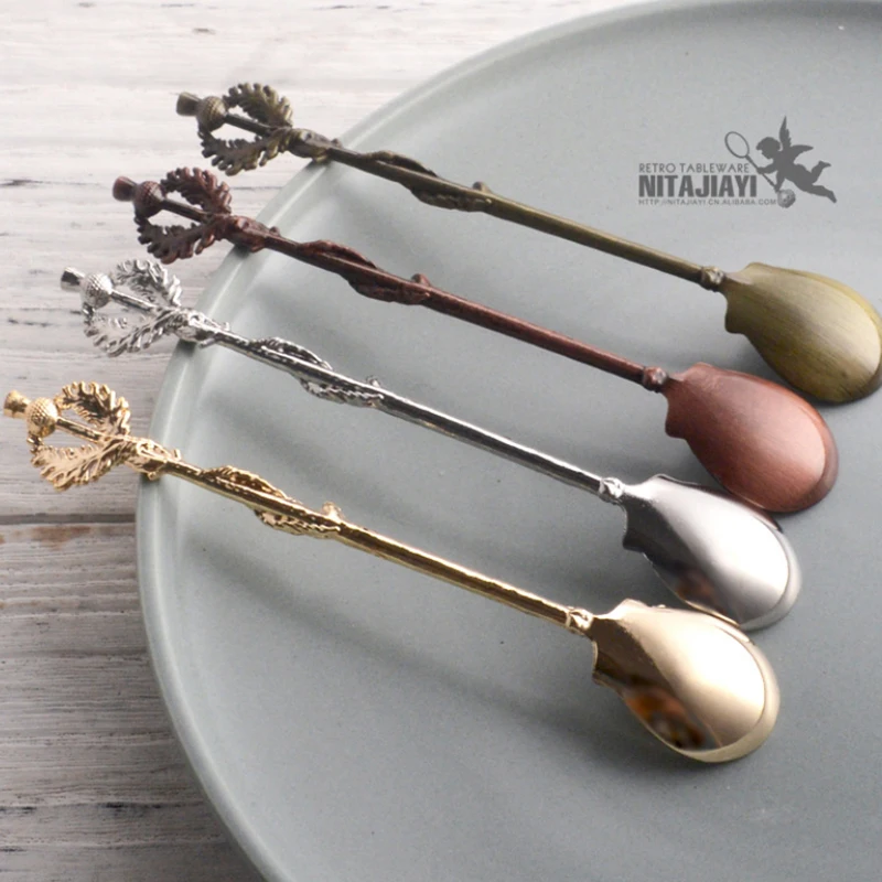 Sef of 12 Mini Coffee Spoons Vintage thistle leaf design dessert tea decoration spoon scoops
Sef of 12 Mini Coffee Spoons Vintage thistle leaf design dessert tea decoration spoon scoops