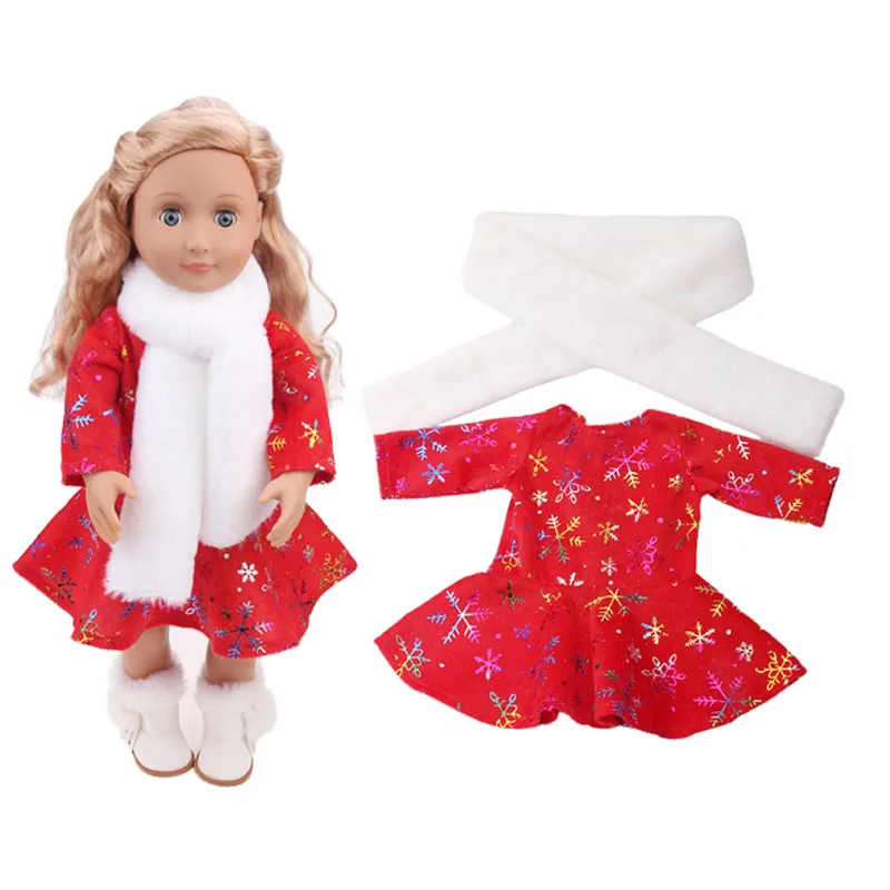 Doll red New Year set red dress + white scarf fit 43 cm baby dolls and 18 inch Girl dolls clothing accessories c739
Doll red New Year set red dress + white scarf fit 43 cm baby dolls and 18 inch Girl dolls clothing accessories c739