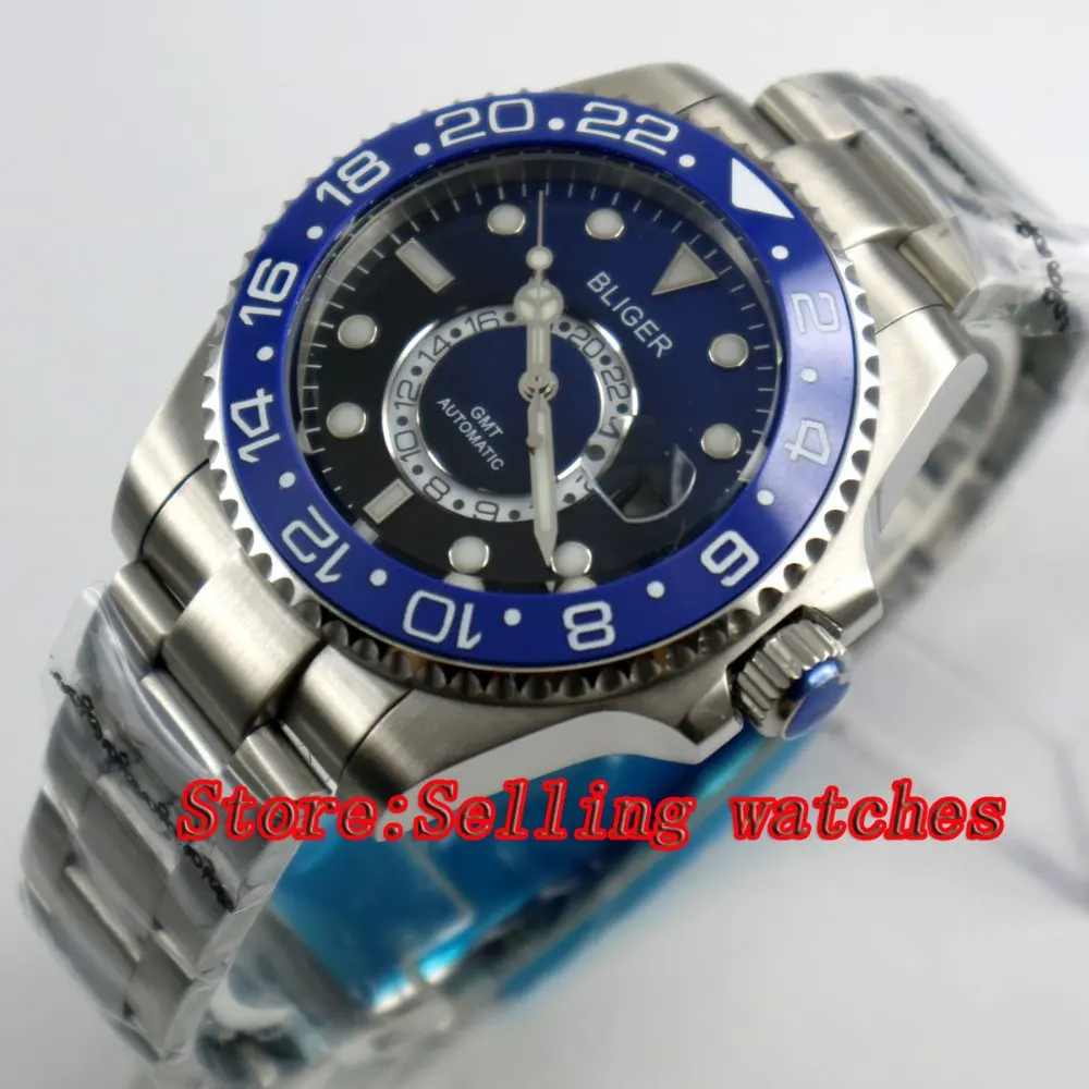 43mm Bliger Stainless Steel Case blue & black Dial Ceramic Bezel Luminous Mechanical Mens Wristwatch
43mm Bliger Stainless Steel Case blue & black Dial Ceramic Bezel Luminous Mechanical Mens Wristwatch