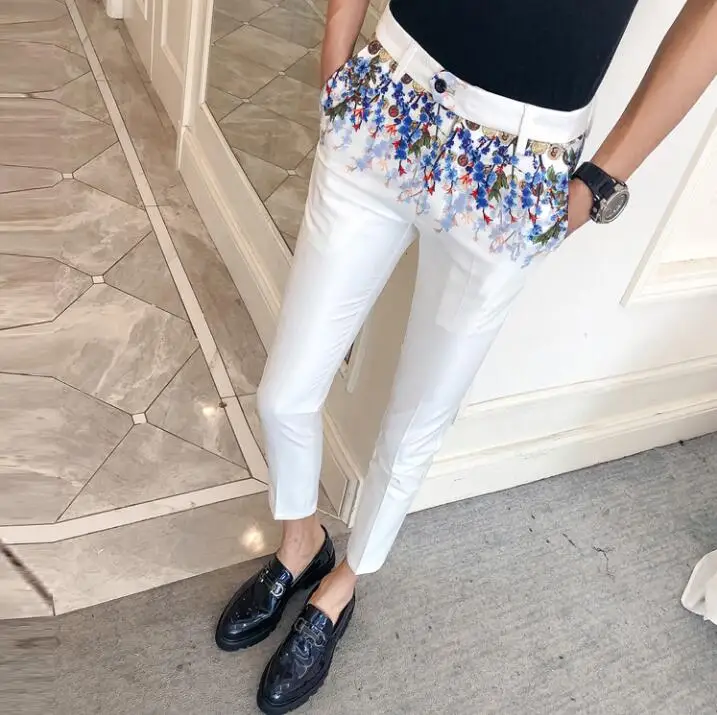 New Floral Print Pant Dress Slim Fit Business Nightclub Male Singer Trousers Casual Moda Masculina Erkek Pantolon 2019 Spring
New Floral Print Pant Dress Slim Fit Business Nightclub Male Singer Trousers Casual Moda Masculina Erkek Pantolon 2019 Spring