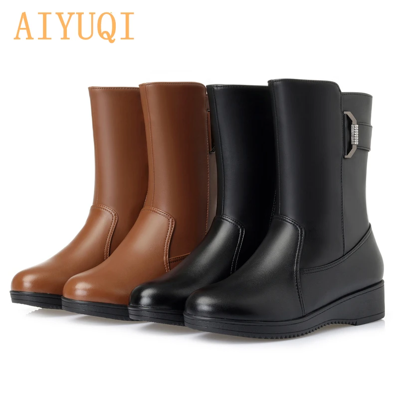 AIYUQI Women Winter Boots Australian Wool 2021 New Genuine Leather Women Flat Snow Boots Big Size 35-43 Non-slip Mother Shoes
AIYUQI Women Winter Boots Australian Wool 2021 New Genuine Leather Women Flat Snow Boots Big Size 35-43 Non-slip Mother Shoes