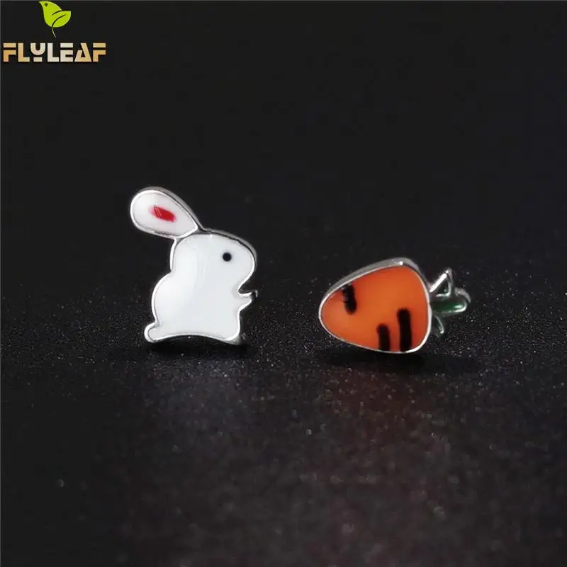 Flyleaf 100% 925 Sterling Silver Asymmetry Dripping Glaze Rabbit Carrot Stud Earrings For Women Cute Style Jewelry
Flyleaf 100% 925 Sterling Silver Asymmetry Dripping Glaze Rabbit Carrot Stud Earrings For Women Cute Style Jewelry