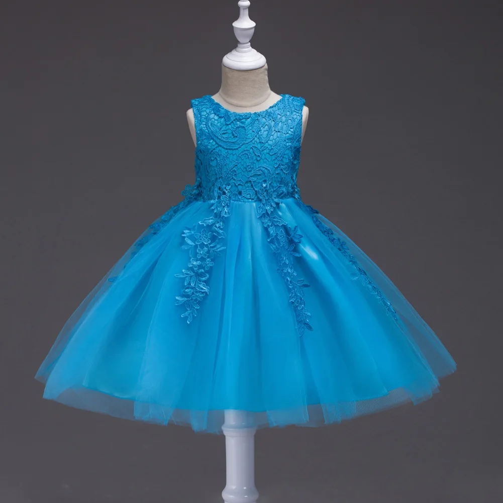Фото Цветочное кружевное платье для девочек с вышивкой без рукавов нарядное(Aliexpress на русском)