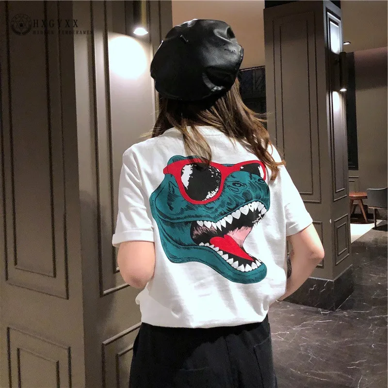 Women Funny Tshirts Dinosaur Print Cotton Short Sleeve Female Tee Summer Tops Casual Loose Korean Clothes Harajuku Shirts Okd886 
Women Funny Tshirts Dinosaur Print Cotton Short Sleeve Female Tee Summer Tops Casual Loose Korean Clothes Harajuku Shirts Okd886