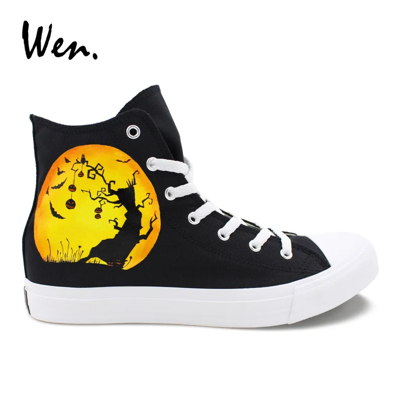 Wen High Top Black Shoes Hand Painted Halloween Pumpkin Design Women Canvas Gym Shoes Men Rope Soled Sneakers Unique Gifts
Wen High Top Black Shoes Hand Painted Halloween Pumpkin Design Women Canvas Gym Shoes Men Rope Soled Sneakers Unique Gifts