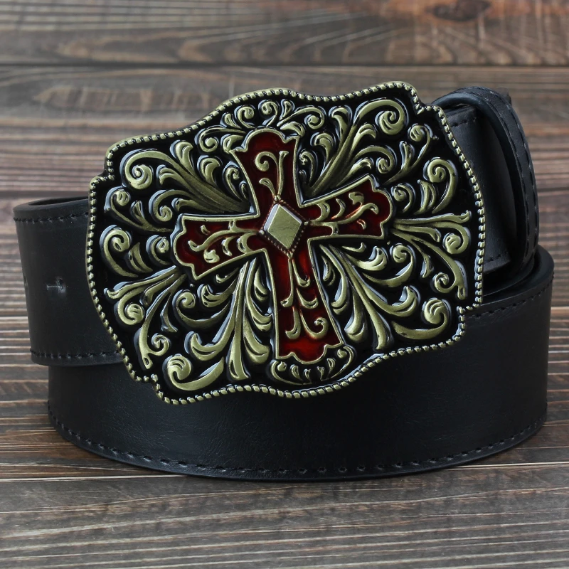 Fashion man belt cross pattern golden arabesque Flowers buckle red crosses women leather belt Retro style stripe
Fashion man belt cross pattern golden arabesque Flowers buckle red crosses women leather belt Retro style stripe