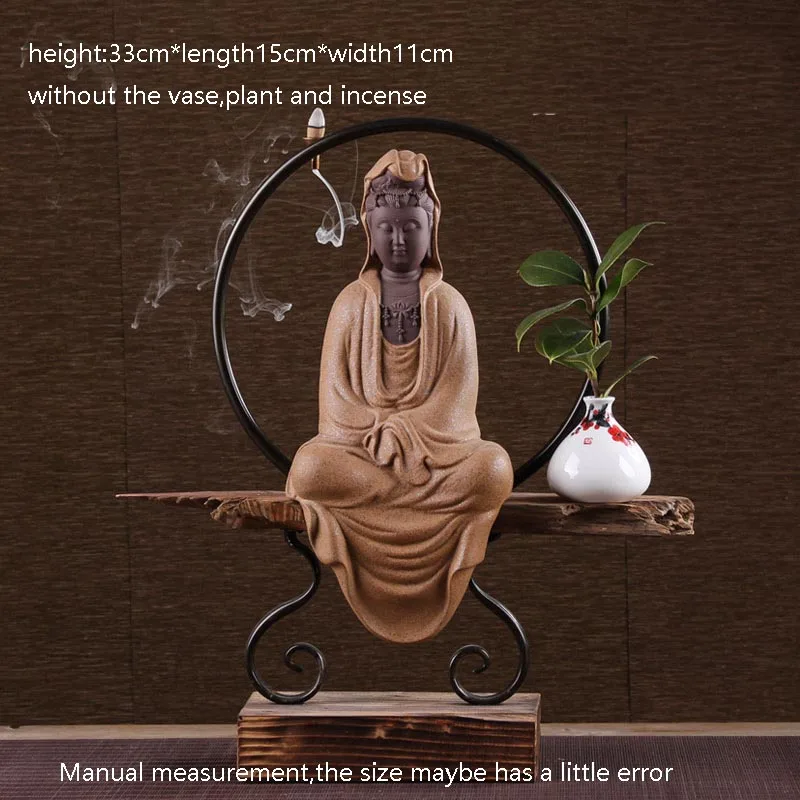 Chinese Style Ceramic Guanyin Incense Burner with Wooden Base Metal Circles for Tea Ceremony Decoration Backflow Incense Censer
Chinese Style Ceramic Guanyin Incense Burner with Wooden Base Metal Circles for Tea Ceremony Decoration Backflow Incense Censer