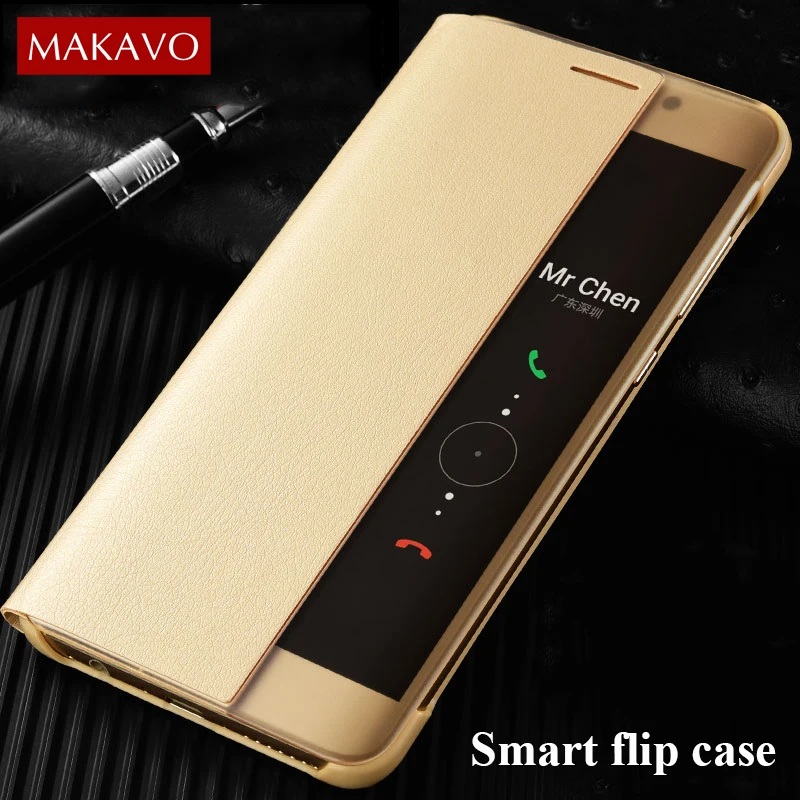 

MAKAVO For Huawei Mate 10 Pro Case Flip Cover PU Leather Smart Window View Phone Cases For Huawei Mate10 Holster