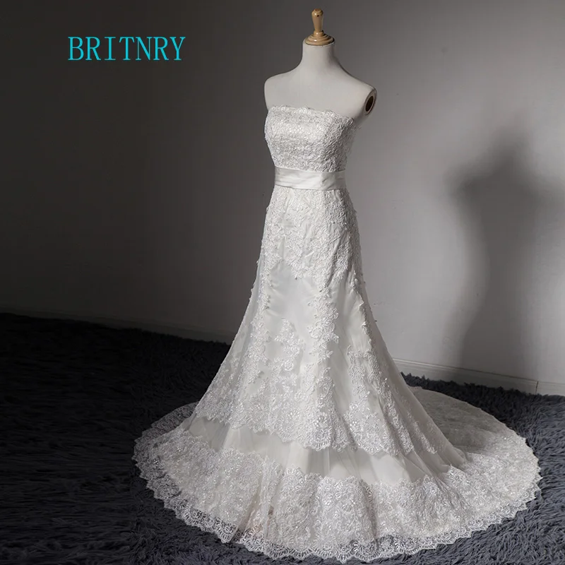 BRITNRY Strapless Lace Mermaid Wedding Dresses Ivory White Appliques Bridal Dress Simple Plus Size Wedding Gowns for Bride
BRITNRY Strapless Lace Mermaid Wedding Dresses Ivory White Appliques Bridal Dress Simple Plus Size Wedding Gowns for Bride