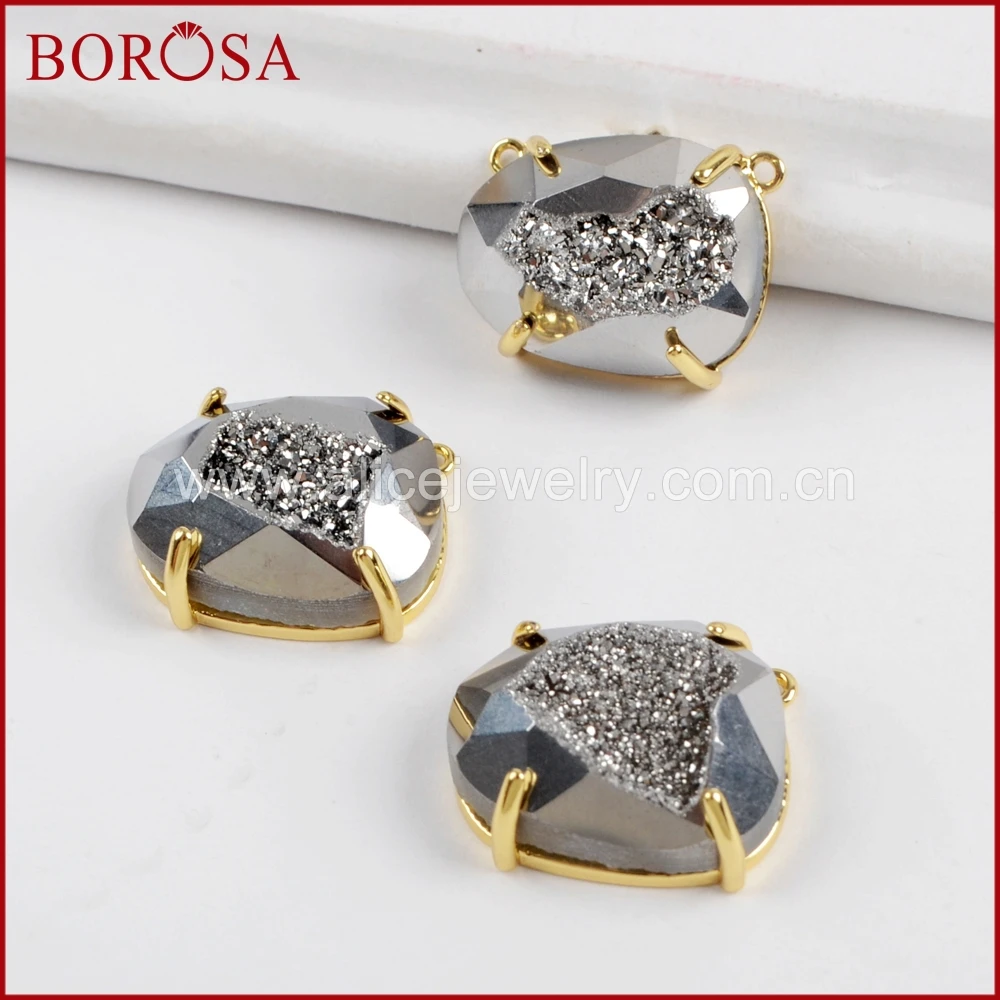 BOROSA 5/10PCS Egg Shape Gold Color Claw Rainbow Titanium Druzy Faceted Connector Drusy Double Charms Jewelry ZG0315
BOROSA 5/10PCS Egg Shape Gold Color Claw Rainbow Titanium Druzy Faceted Connector Drusy Double Charms Jewelry ZG0315