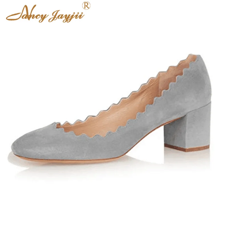 

Nancyjayjii Grey Flock Wavy Edge Women’S Classic Pumps Round Toe Super High Chunky Heels Ladies Office Party Fashion Shoes 2021