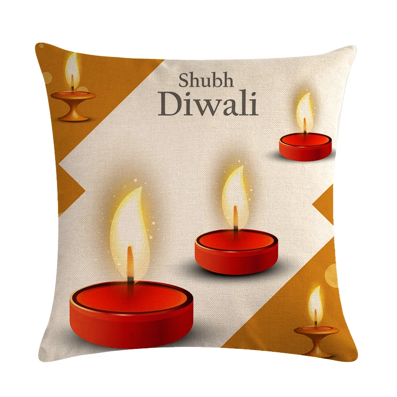 45*45 см льняная наволочка в стиле Happy Shubh Diwali с принтом домашняя декоративная для