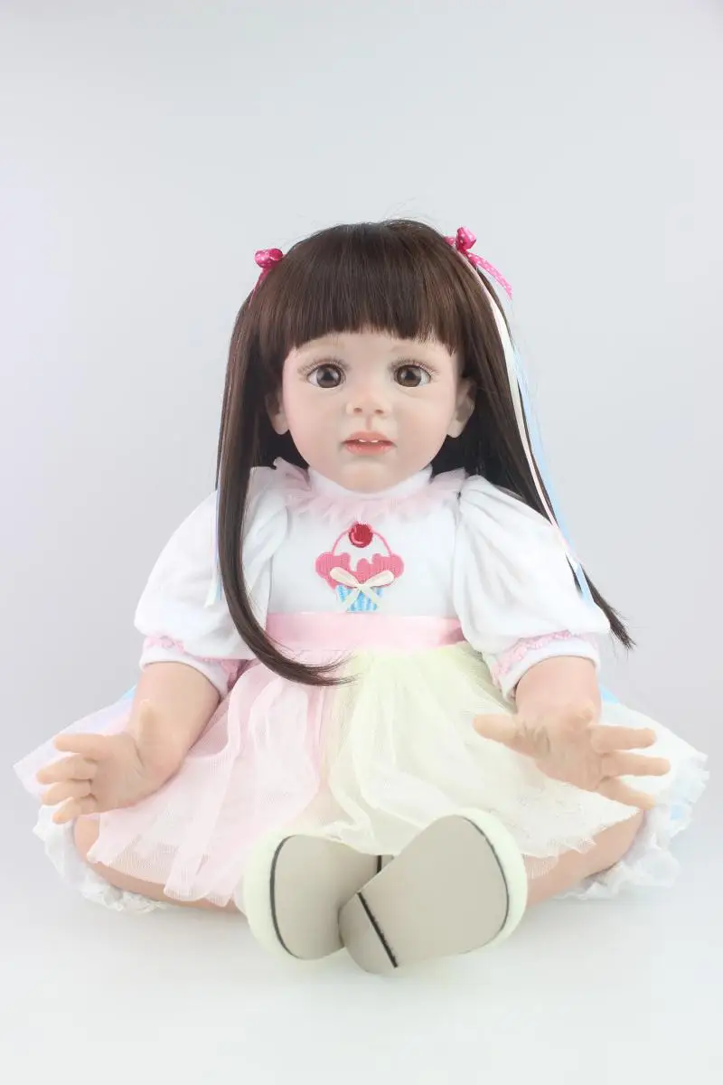 60cm Lifelike Little Cute Baby Reborn Dolls Long Hair Girl Cloth Body Silicone Limbs Toddler Simulation Toys
60cm Lifelike Little Cute Baby Reborn Dolls Long Hair Girl Cloth Body Silicone Limbs Toddler Simulation Toys