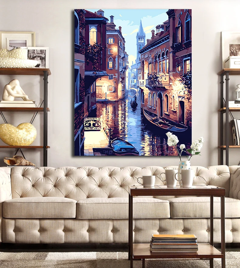DIY Paints by numbers landscape city River at night pictures paintings with package Venice for hoom wall decor
DIY Paints by numbers landscape city River at night pictures paintings with package Venice for hoom wall decor