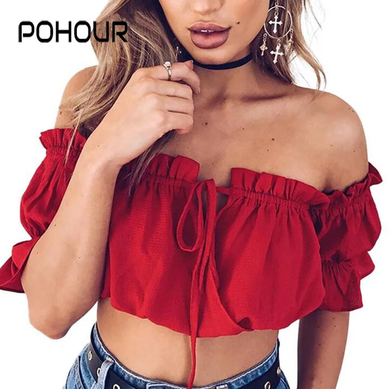 New Ruffle White Chiffon Blouse Shirt Women Tops Boho Off Shoulder Crop Top Red Summer Beach Blouse Chemise Tube Blusa
New Ruffle White Chiffon Blouse Shirt Women Tops Boho Off Shoulder Crop Top Red Summer Beach Blouse Chemise Tube Blusa