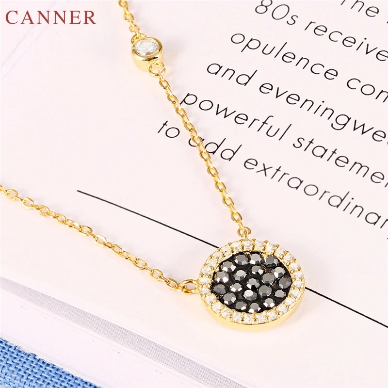 925 Sterling Silver Zircon Round Coin Necklaces Pendants Fashion Jewelry Gold Chain Necklace Women Girls Gifts collar mujer C40 | Украшения