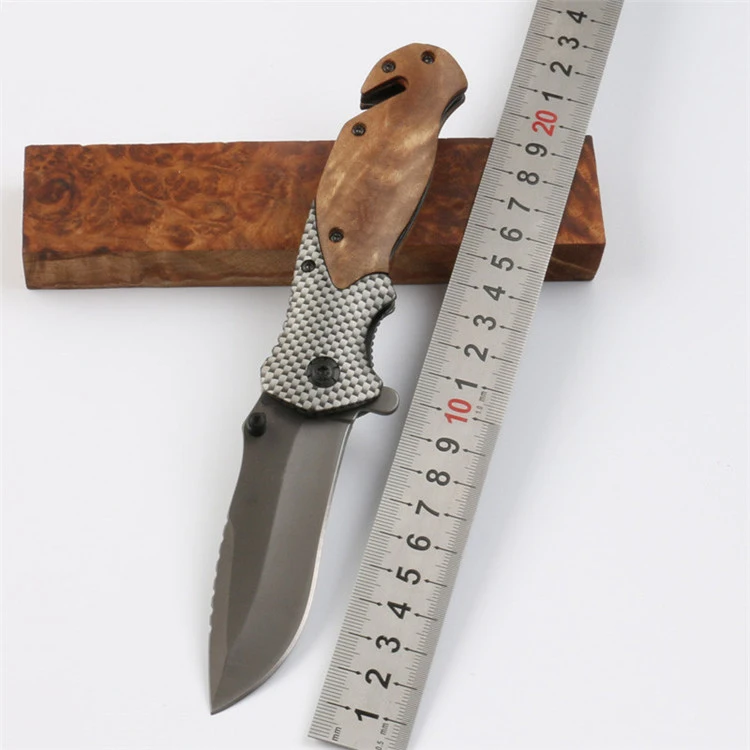 

Hot Sale Pocket Hunting Knife 5CR15MOV Blade Steel+Wood Handle Utility Knife Folding Tactical Survival Knives EDC Multitool