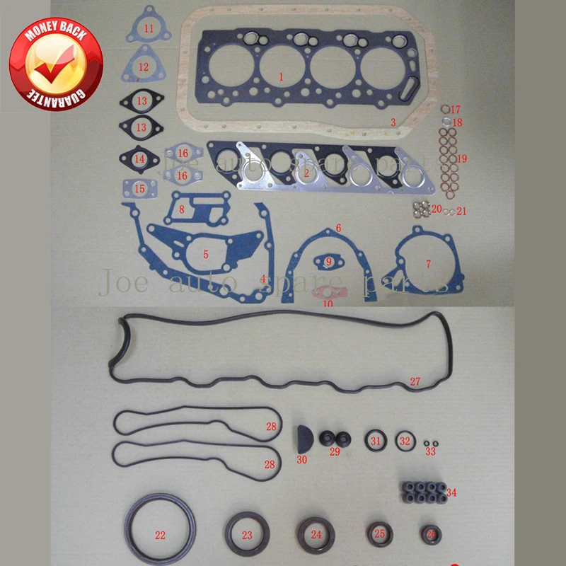 4D56 4D56T Engine Full Gasket Set kit for Mitsubishi Montero/L200/L400/CANTER 2477CC 2.5TD 1986-2003 MD972215 MD997249 M126I37
4D56 4D56T Engine Full Gasket Set kit for Mitsubishi Montero/L200/L400/CANTER 2477CC 2.5TD 1986-2003 MD972215 MD997249 M126I37