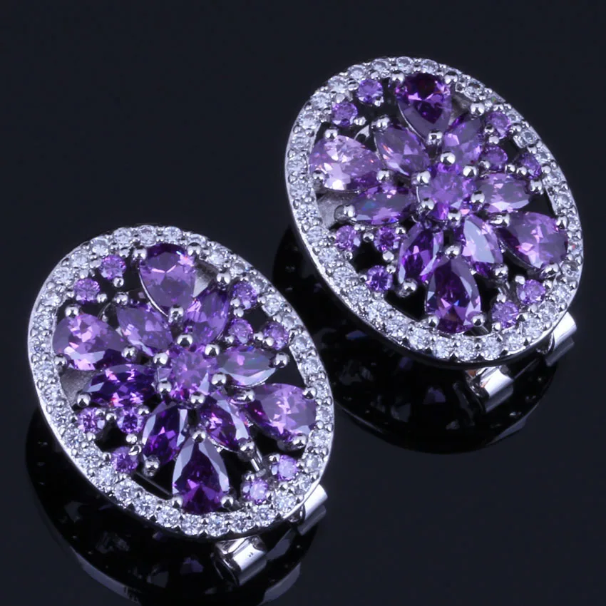 Fantastic Purple Cubic Zirconia White CZ Silver Plated Clip Hoop Huggie Earrings V0379
Fantastic Purple Cubic Zirconia White CZ Silver Plated Clip Hoop Huggie Earrings V0379