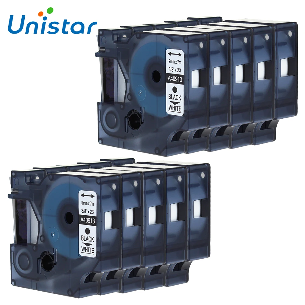 UNISTAR 10PCS/Lot 9mm Cartridge Compatible for Dymo D1 Label Tape 40913 Label Maker Black on White for 210D LM400 LM450D
UNISTAR 10PCS/Lot 9mm Cartridge Compatible for Dymo D1 Label Tape 40913 Label Maker Black on White for 210D LM400 LM450D